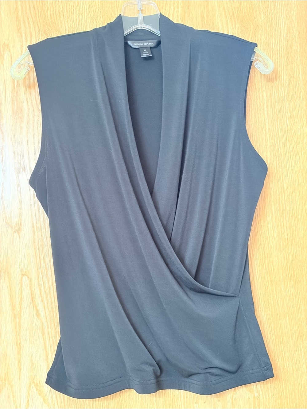 Banana Republic Black Sleeveless Faux-Wrap Camisole